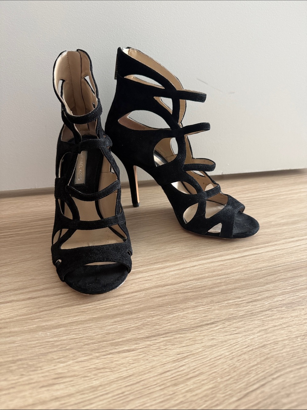 Michael Kors Black Suede Cutout Strappy High Heels